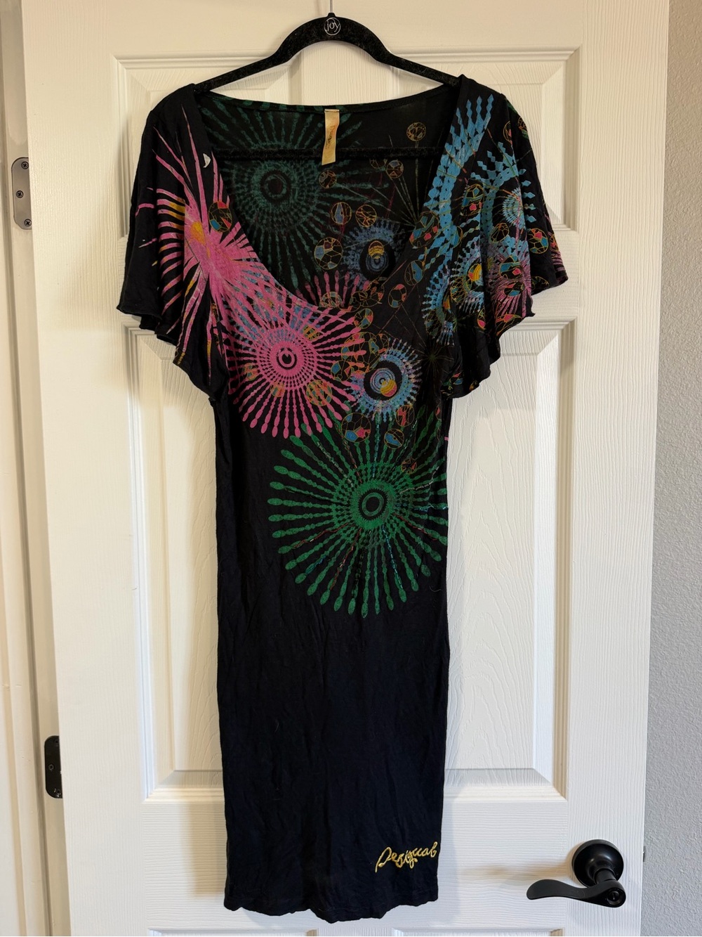 Desigual Sheer Colorful Beaded Midi Dress
